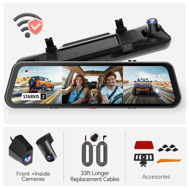 10" Elite | 4K Front + 2K Rear Smart Streaming Mirror