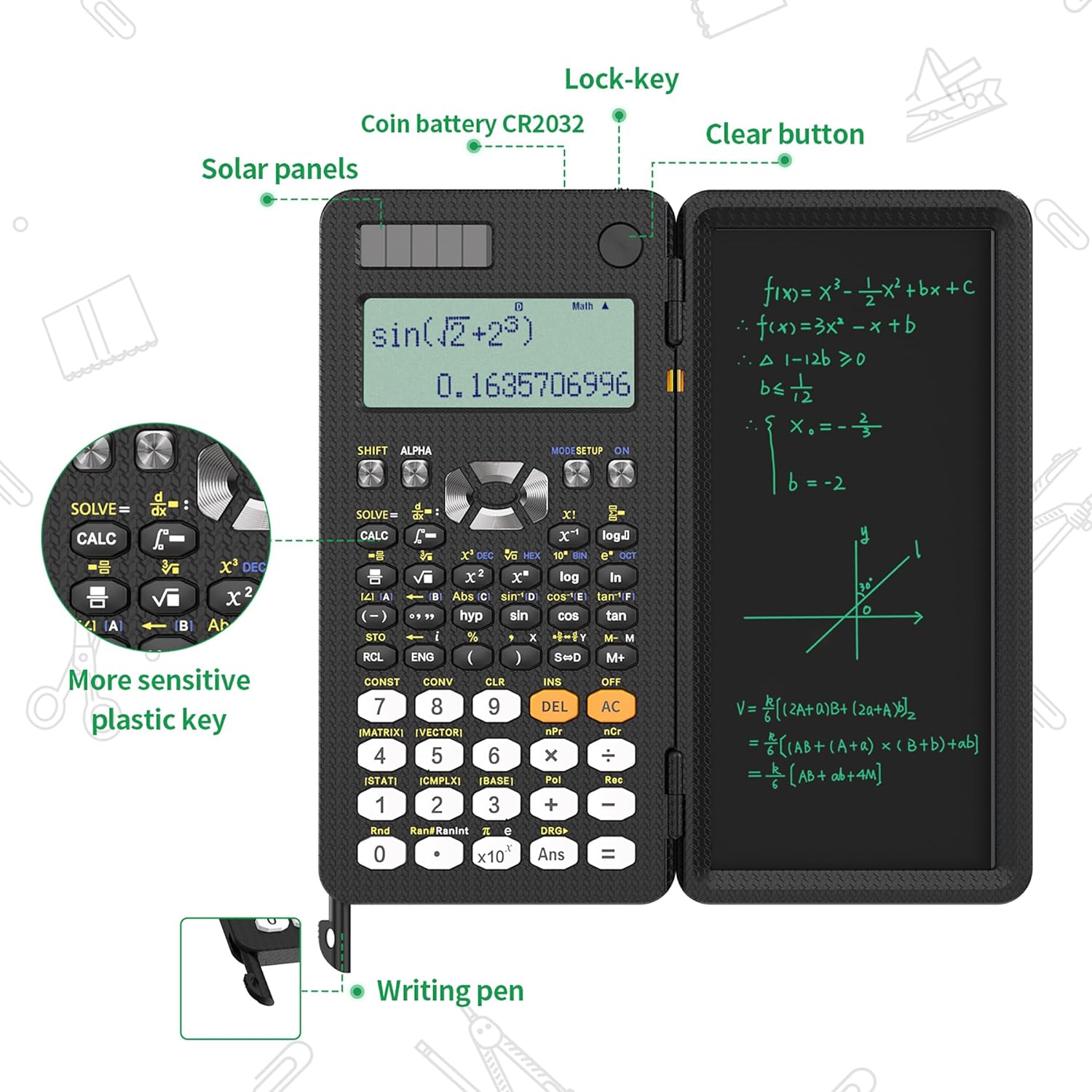 Scientific Calculator with LCD Writing Tablet