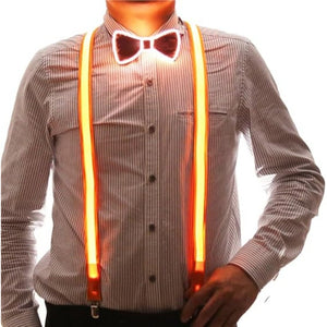 Light Up Men's LED Suspenders and Bow Tie Combo