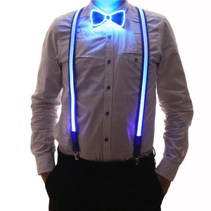 Light Up Men's LED Suspenders and Bow Tie Combo