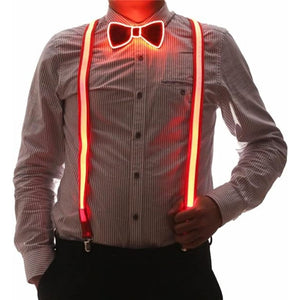 Light Up Men's LED Suspenders and Bow Tie Combo