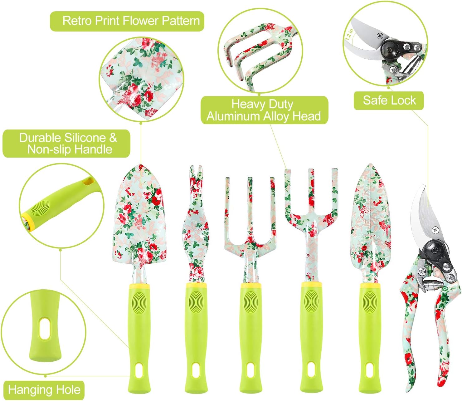 Floral Print Gardening Tools Set