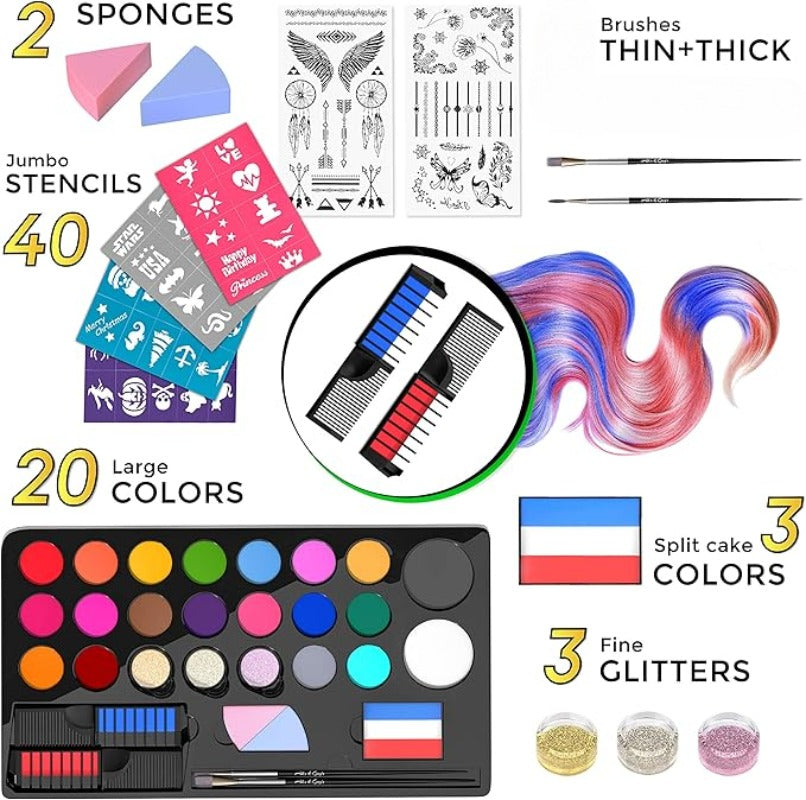 Face Painting Kit - 20 Colors Water Based Non Toxic Face Paint
