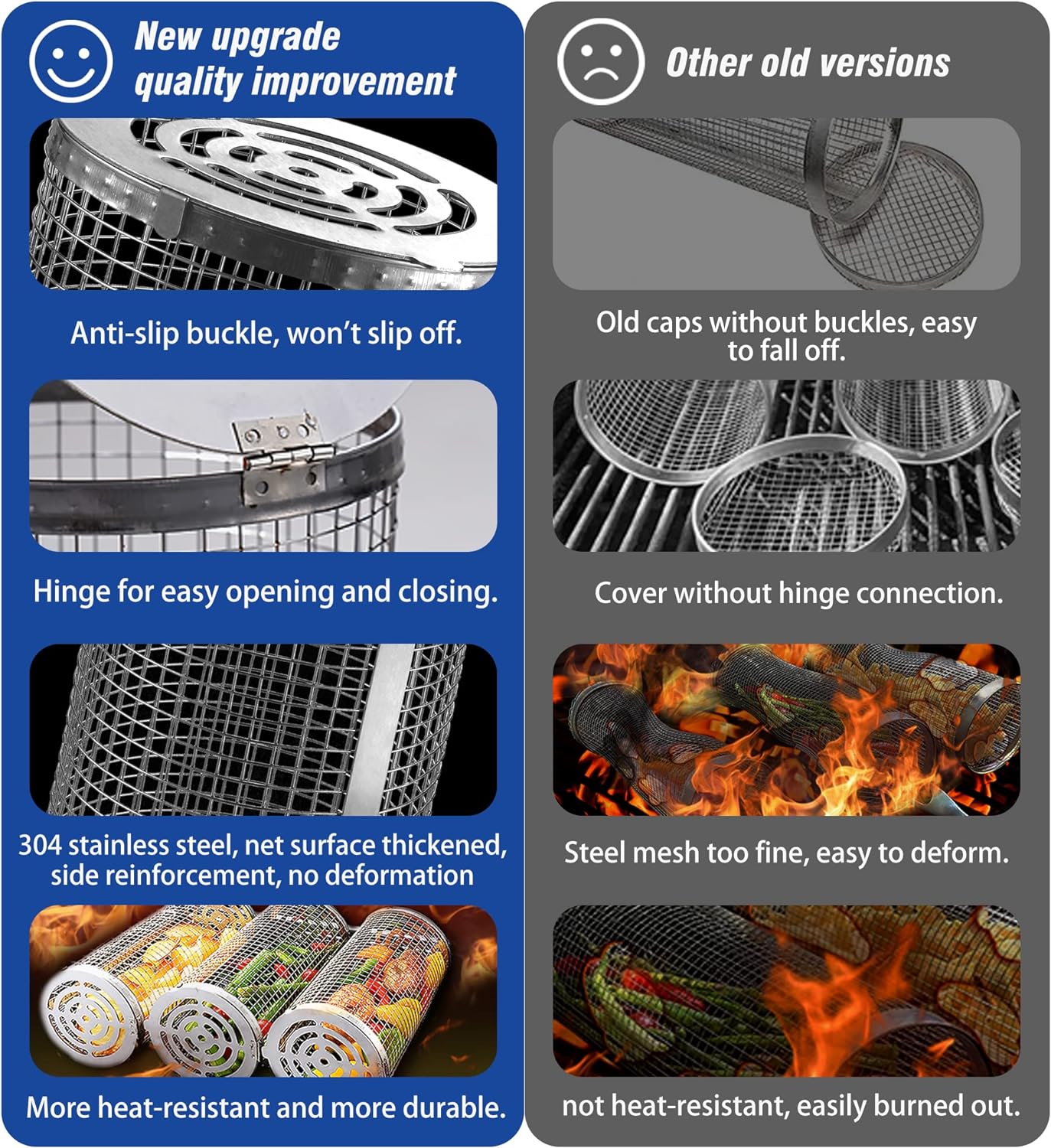 NEW Rolling Grill Basket set