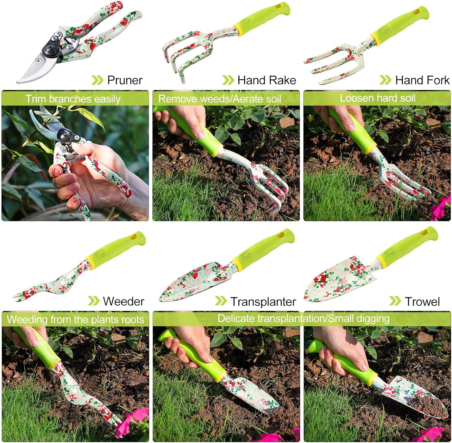 Floral Print Gardening Tools Set