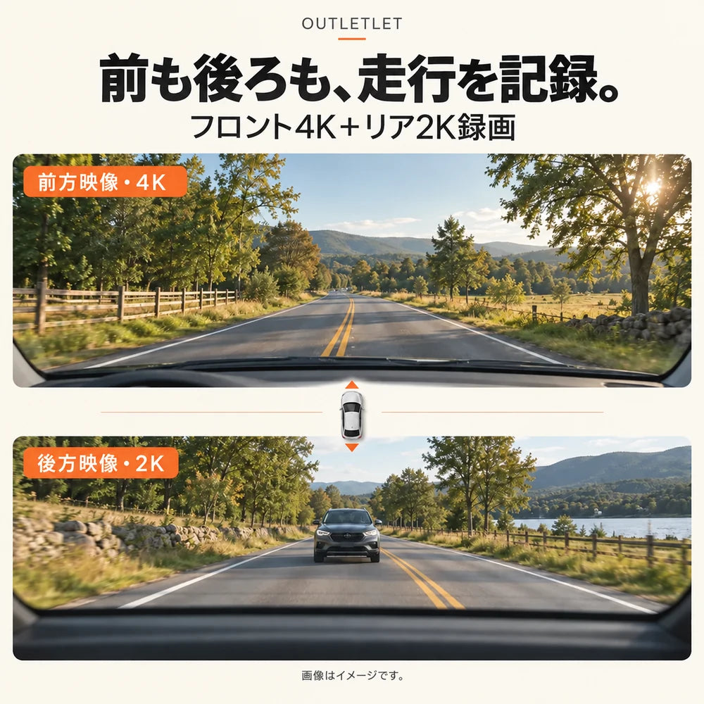 フロント4K・リア2Kの前後録画